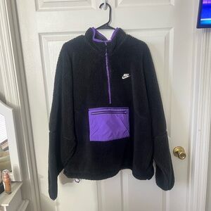 Nike Black and Purple Fleece Pullover